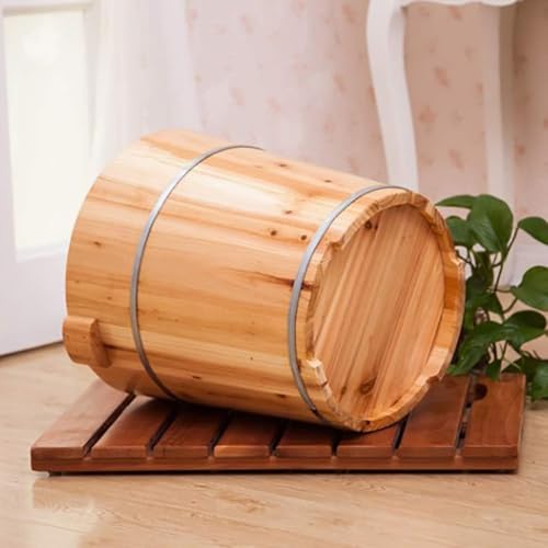 Balde de baño de pies de madera maciza con tapa miniatura 6