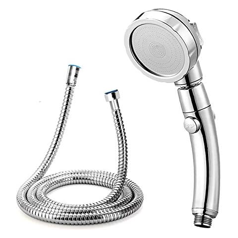 GENMAIGOU Modern 3-Setting Detachable Shower Head with 59-Inch Hose, High Pressure Water Saving, 360 Rotating Adjustable Handheld Shower Head with ON/OFF Switch and 3 Spray Modes, Chrome Finish Cover