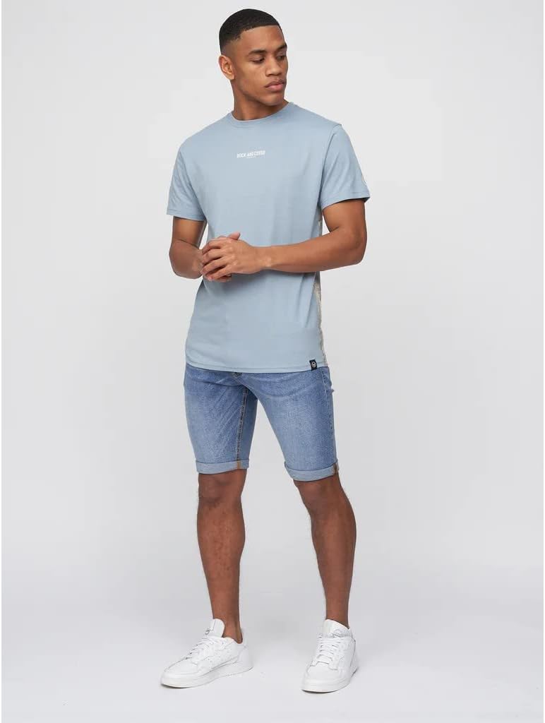 Duck and Cover - Mens Everyday Essential Cotton Slim Fit Casual Summer Denim Shorts, Zeki2 / Stone Wash, 34