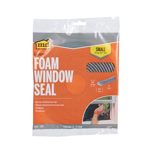Image of M-D Building Products 02055 3 /16 in. x 3 /8 in. x 17 ft. Gray Economy Foam Window Seal for Small Gaps