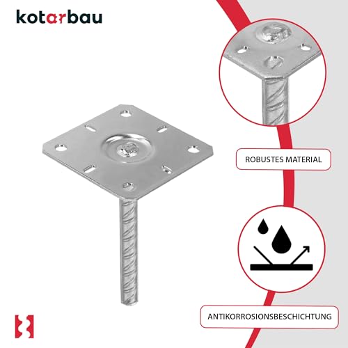 Pie de pilar acero galvanizado plata 100x100x200 mm soporte para poste KOTARBAU 5