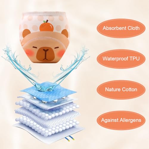 Aolso Töpfchen-Trainingshosen, 5PCS Baby-Kleinkind-Trainingshosen, Kinder Töpfchen Trainingshose für Mädchen Jungen, 100% Baumwolle, Waschbar und Wiederverwendbar (Stil D - 110)