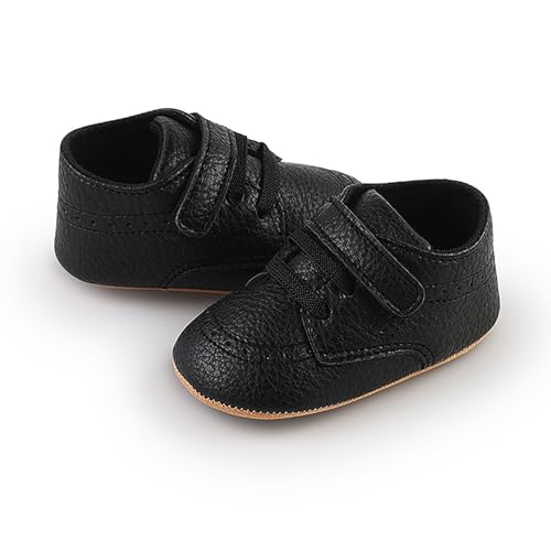 Image of SOFMUO Baby Boys Girls High Top Ankle PU Leather Sneakers Soft Rubber Sole Infant Moccasins Newborn Oxford Loafers Anti-Slip Toddler Wedding Uniform Dress Shoes