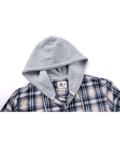 Image of Hooded Flannel Shirts for Men Plaid Long Sleeve Flannel Jacket Hoodies | Button-Down, Lightweight Coat, Classic Plaid Shirts with Hood, Flannel Hoodies with Pocket
