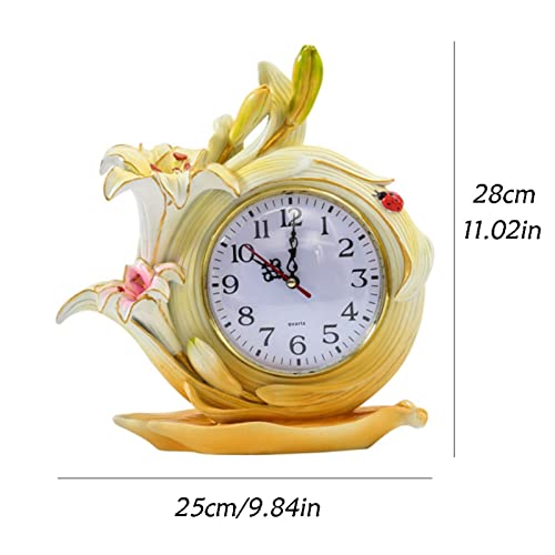 Reloj de mesa retro vertical con diseño de lirios para decoracion de salones y dormitorios 3