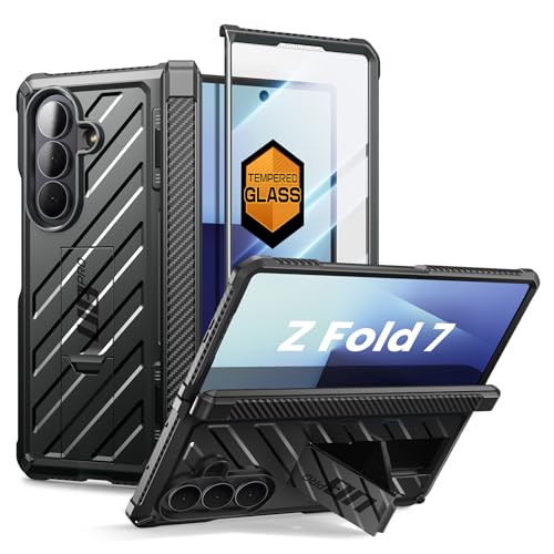 Image of SUPCASE for Samsung Galaxy Z Fold 7 Case with Kickstand (UB Pro), [Built-in Tempered Glass Screen Protector] [Hinge Coverage] [Military-Grade Protection] Full-Body Heavy-Duty Rugged Phone Case Black
