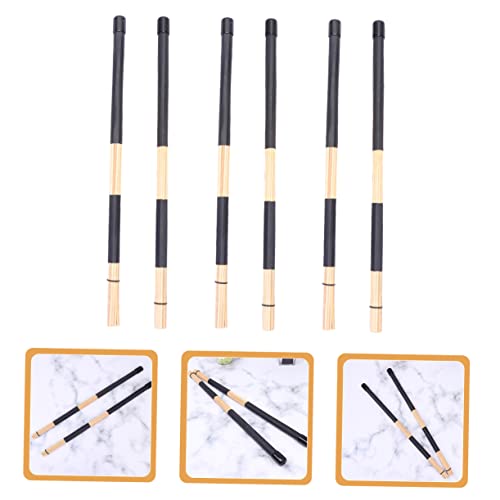 3 pares de baquetas para batería de bambú y plástico, accesorio para percusión miniatura 5