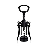 True Soar Winged Corkscrew Wine Opener, Multi-Purpose Bottle Opener for Beer and Soda, Stainless Steel with Chrome Finish, Easy to Remove Cork for Bartenders, Home Bar, Kitchen, Set of 1, Matte Black