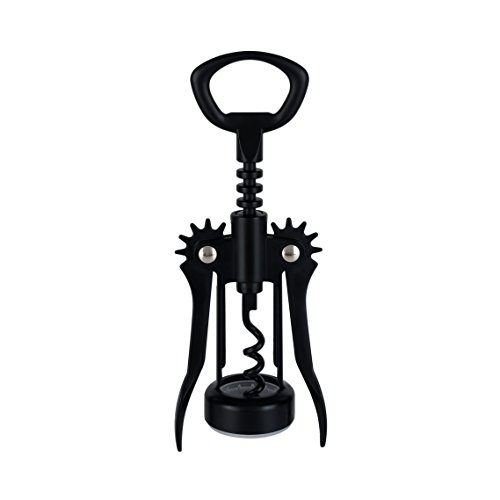 True Soar Winged Corkscrew Wine Opener, Multi-Purpose Bottle Opener for Beer and Soda, Stainless Steel with Chrome Finish, Easy to Remove Cork for Bartenders, Home Bar, Kitchen, Set of 1, Matte Black