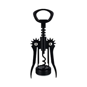 True Soar Winged Corkscrew Wine Opener Manual, Heavy Duty Stainless Steel Cork Openers in Matte Finish, Home Bar Accessories Bar Tools, Set of 1 Black