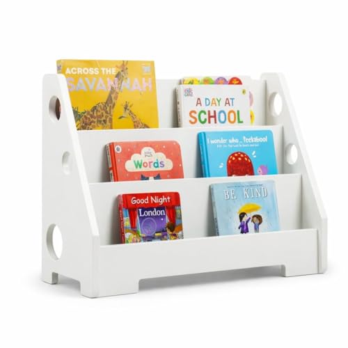 Image of Premium Wooden Montessori Bookshelf for Toddlers & Kids | Splinter-Free | Wooden Toy & Book Organizer for Nursery & Study Room | Eco-Friendly & Durable Gift Handmade (White)