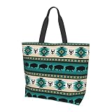 ASYG Native Tote Shoulder Bag Native American Grocery Bags Storage Handle Shopping Bag Portable Indian Bag