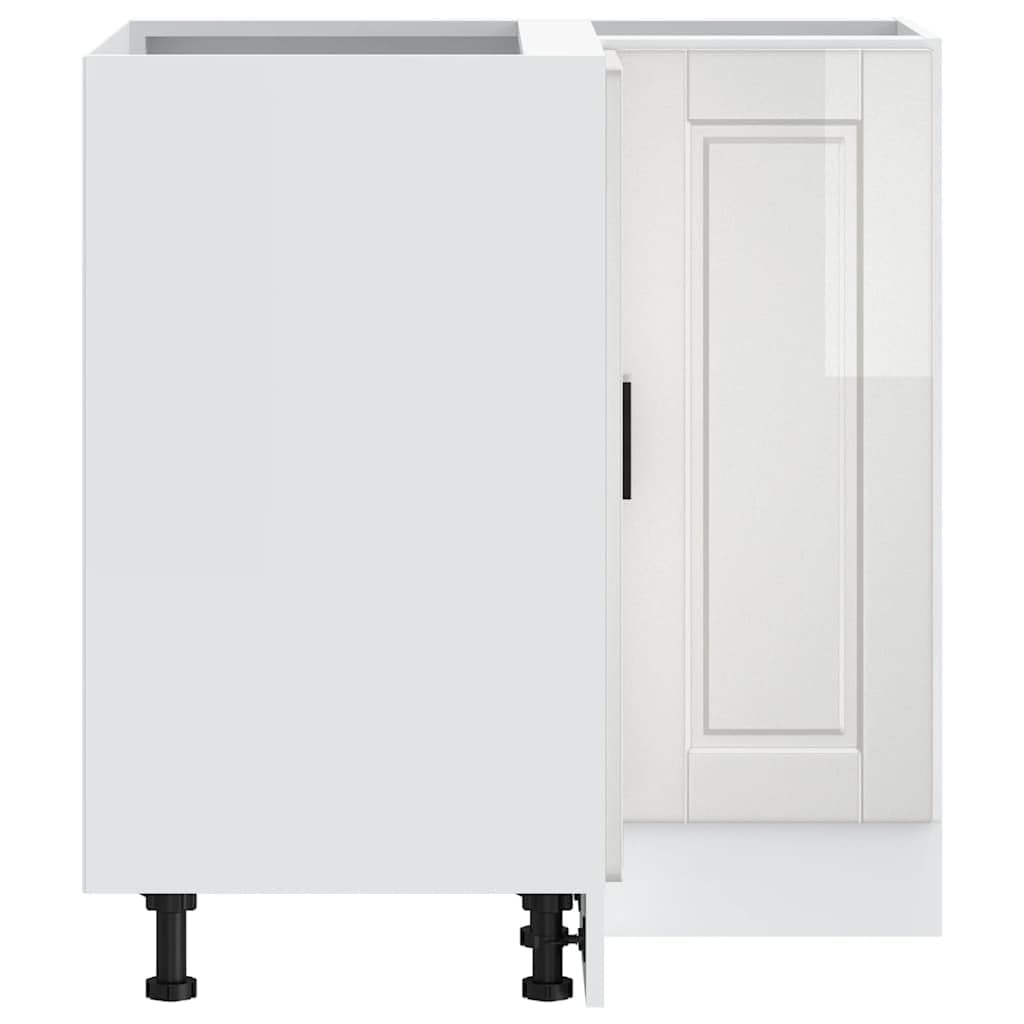 vidaXL Küchen-Eckunterschrank Porto Hochglanz-Weiß Holzwerkstoff, Eckunterschrank, Küchenschrank, Küchen-Eckunterschrank, Eckunterschrank für Küche