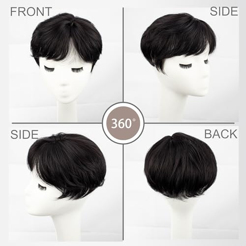 Image of PORSMEER Hair Toppers for Women Short Pixie Cut Pieces for Women with Thinning (Natural Black)