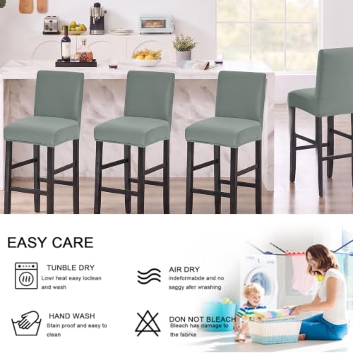 Image of FUANGUI Bar Stool Covers Set of 4, Waterproof Stretch Bar Stool Seat Covers | Washable Removable Bar Chair Covers with Backs Slipcovers, Bar Chair Covers Square for Kitchen Dining Room Cafe