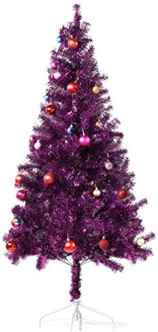 Wellwood 6 ft Tinsel Christmas Tree with 24ct Assorted Ornament S...
