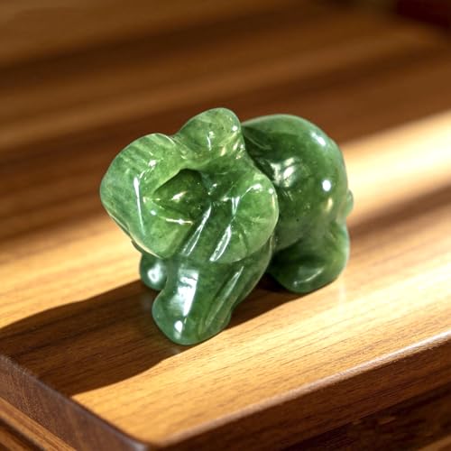 Estatua de Elefante de Jade Verde 1.5 Pulgadas miniatura 3