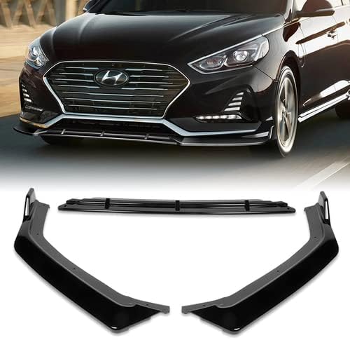 3 Pieces Front Bumper Lip Spoiler Splitter Side Body Kit Trim Protection Compatible with 2018 2019 Hyundai Sonata (Painted Carbon Style)