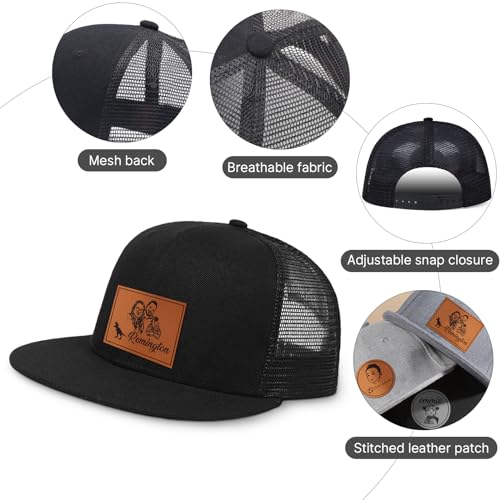 Personalized Kid Engraved Photo Baseball Cap: Custom Gray-Black Sun Hat - Adjustable Snapback Trucker Caps for Child4