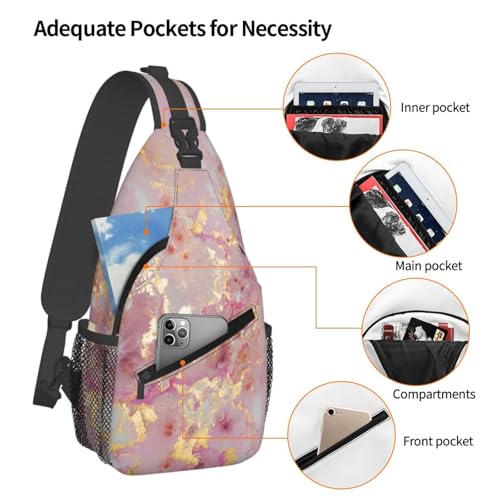 Mochila cruzada con textura mármol rojo unisex deportiva miniatura 4