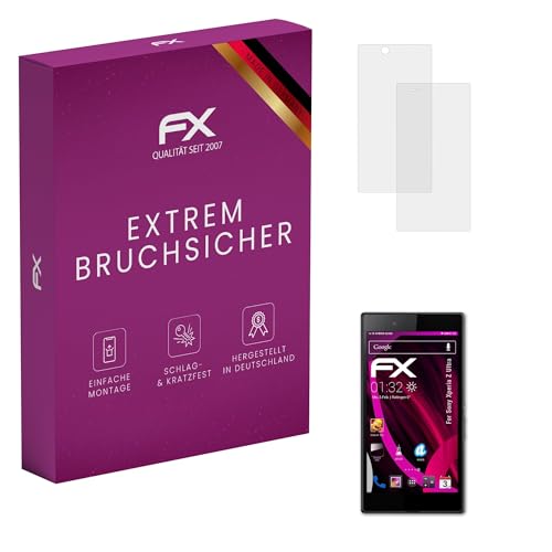 atFoliX Lámina Protectora de plástico Cristal compatible con Sony Xperia Z Ultra Película Vidrio, 9H Hybrid Glass FX Protector Pantalla Vidrio templado de plástico (Set de 1)