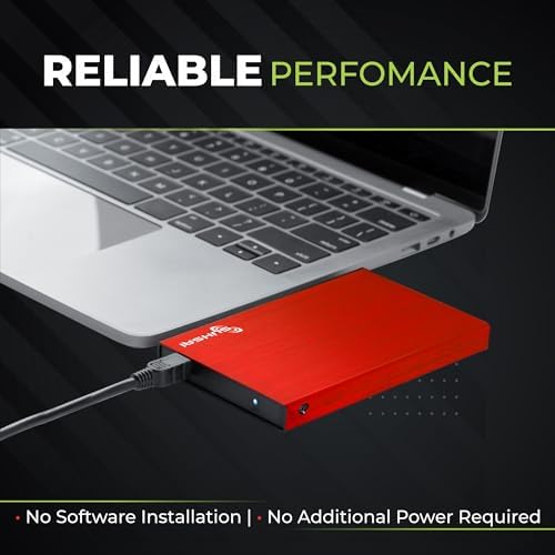 SUHSAI External Portable Hard Drive 1TB USB 2.0 HDD Storage and Backup Hard Disk Memory Expansion – Ultra Slim 2.5” Harddrive Compatible with PC, MAC, Laptop, Desktop Computer (Red) - 4