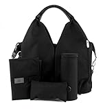 LÄSSIG Baby Wickeltasche nachhaltig inkl. Wickelzubehör nachhaltig produziert/Green Label Neckline Bag, schwarz