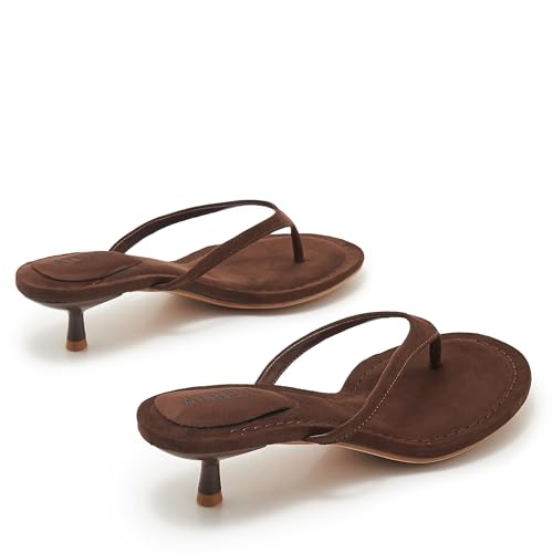 Image of Kitten Heel Thong Sandals for Women Slip-on Low Heeled Sandal Fashion Summer Flip Flops Heels