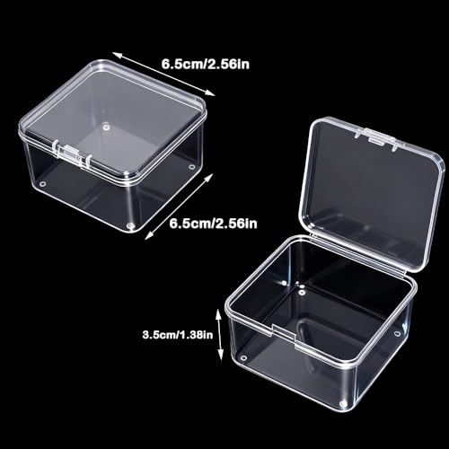 Image of 6 Pcs Mini Plastic Storage Containers Box with Lids, Clear Rectangle Organizer, Small Plastic Case for Collecting Small Items, Beads, Crafts Accessories, Screws (2.56 x 2.56 x 1.38 Inch)