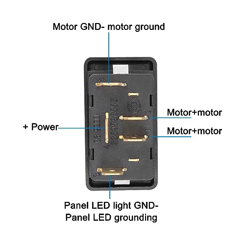 XMSJSIY Car Window Switch, LED Window Control Button DC 12V/24V 20A Universal Up Down Window Switch Button 5 Pins Electric Switch for Power Window Regulator Control Button for Car Motorcycle - 2 PCS - Image 6
