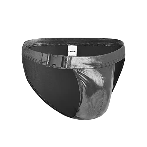 cloudmall Men's Swimwear Sexy Bikini Briefs Shiny Metallic G-String Thong Jockstrap Underwear