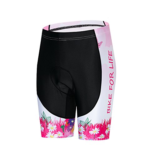 Women's Cycling Jersey Short Sleeve With Gel Padded Shorts Quick-Dry Shirts Bike Clothes Set Girl Riding A Bicycle Pink Size M #TOP4