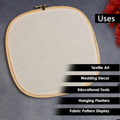 Image of EmbroideryMaterial Wooden Square Embroidery Hoop Ring Frame (9.38 x 9.38 Inch) with Brass Screw | for Cross Stitch, Sewing, Hand Embroidery, Macrame & Aari Work (1 Piece)