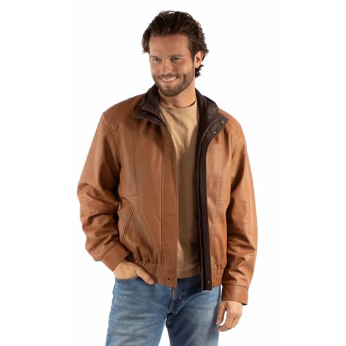 Image of Scully Mens Featherlite Cognac /Chocolate Leather Leather Jacket S