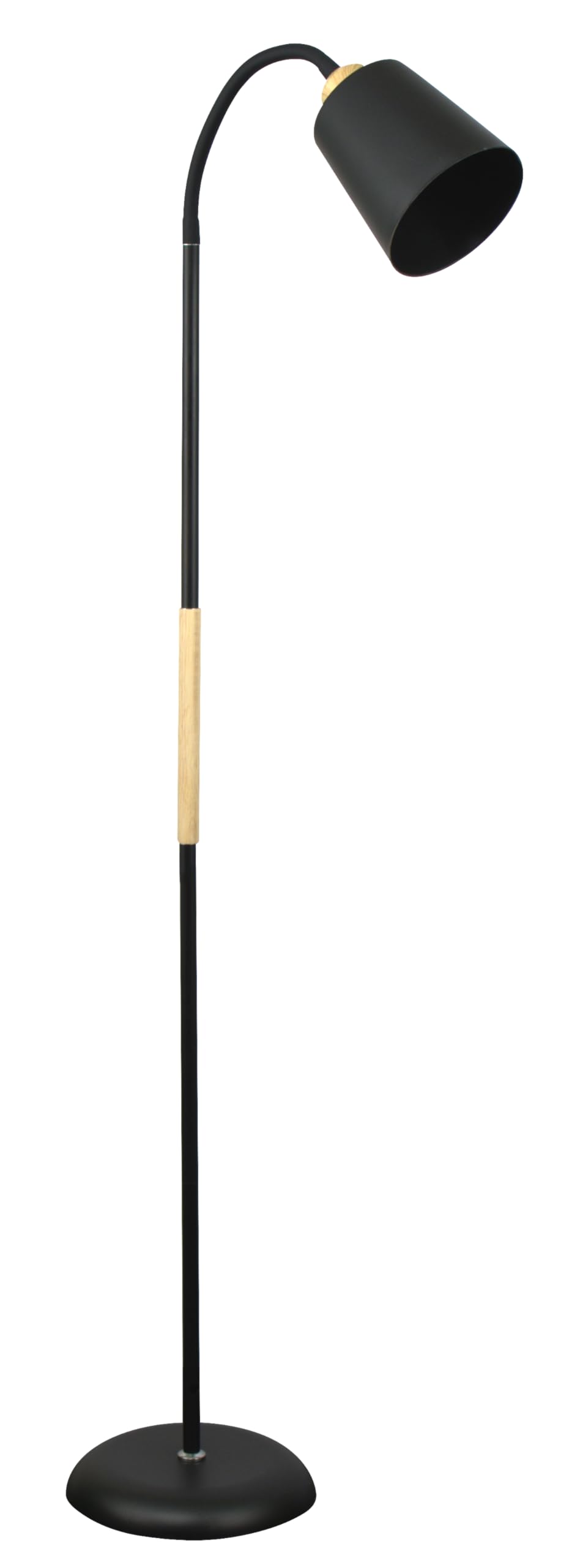 BEL AIR HOME - Lámpara de Pie SWEDEN | Estilo Nórdico con Detalles en Madera | Brazo Orientable para Lectura | Altura Ajustable 150 cm | Portalámparas E27 | Negro, Versátil