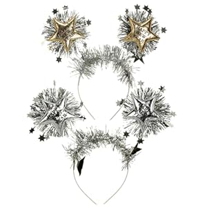 BinaryABC Happy New Year Headband Tiara,Happy New Year Headbands with Star Boppers,2025 New Years Eve Party Supplies,New Years Party Favors,2Pcs