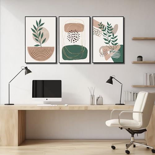 Framed Boho Wall Art for Living Room, Botanical Canvas Wall-Decor for Bedroom, Bohemian Minimalist Picture Prints, Size 24 x 36 Inches 3-Pieces by DNIEOTU - Used condition - Image 7
