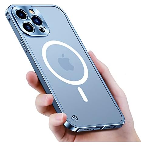 Magnetic Case for iPhone 14 Pro Max Case Compatible with MagSafe Metal Aluminum Alloy Bumper Matte Translucent Back Cover with Camera Lens Protector and Safety Lock (Green) Cover