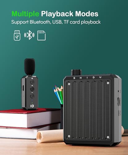 Sprachverstärker kabellos, Tragbar sprachverstärker mit lavalier mikrofon, wiederaufladbarer 2000mAh-batterie Lautsprecher mit Clip on mikrofon für Lehrer, treffen, reiseführer,Sport