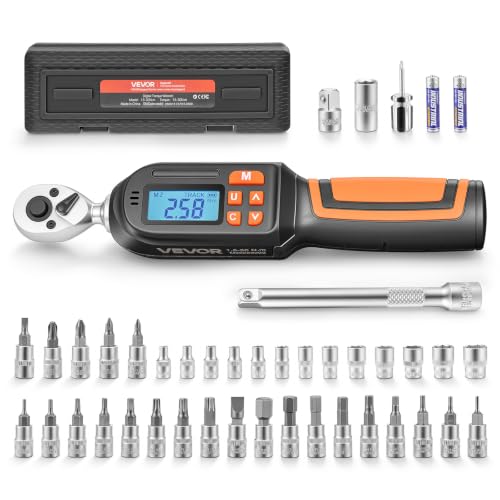 Image of VEVOR Torque Wrench Set 1 /4 inch Drive 42-Piece Digital Torque Wrench 4 Units, ±2% Accuracy, LCD Screen, with Buzzer and LED Indicator, with Sockets, Bits, Extension Bar, Adapter, for Automotive Repair