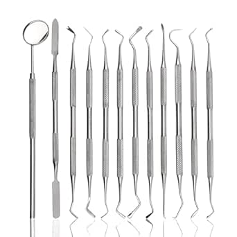Kit 21 Pièces Détartreur Dentaire - Grattoir à Tartre, Sonde - Acier Inoxydable - Pour Hygiéniste