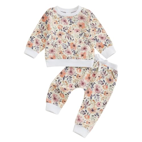Image of WZTYYDS Toddler Baby Girl Clothes 6 12 18 24 Months Fall Outfits Long Sleeves Sweatshirt Tops Pants Set 1-5T