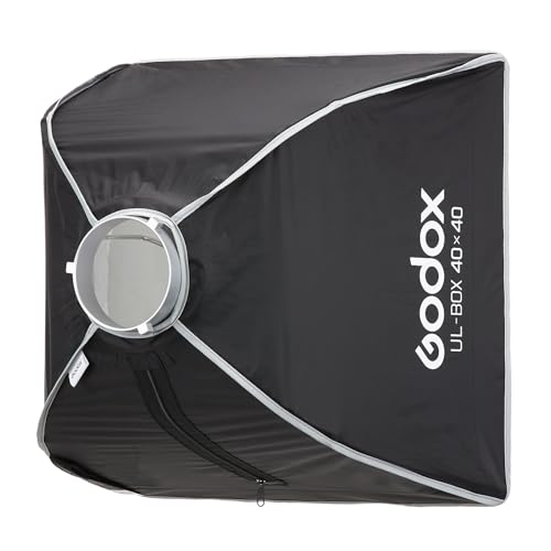 Godox UL-Box 40x40 Zentimeter / 16x16 Zoll Schnellfreisetzung Schirm Softbox - Quadratische Softbox mit Diffusoren & Schnelle Einrichtung, kompatibel mit...