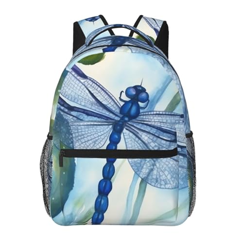 Sac à dos ordinateur peint main libellule bleue, l'élégance du voyage