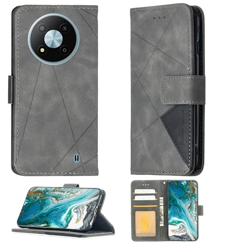 Aroepurt Case Compatible for Zte Voyage 41s Phone Case Cover [with Tempered Glass Screen Protector] Flip Stand Cover PU Leather Wallet Case Grey