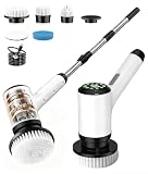 Lichffy Cordless Electric Spin Scrubber with 5 Brush Heads, White-te1