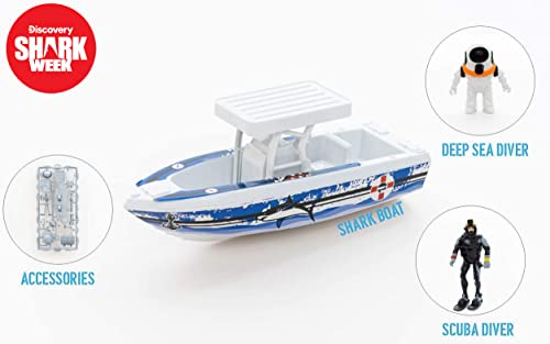 Shark Week Discovery Deep Ocean Explorer Big Toy Playset For Kids, Toy Boat Action Figure Scuba Diver Deep Sea Diver, Great White Shark, Hammerhead, Hand Painted, Eco Friendly, Officially Licensed #TOP1