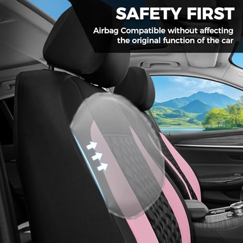 Image of FLORICH Seat Covers, Front Seat Covers 2 PCs, Automotive Seat Cover for Cars, Luxury Leather Universal Seat Cover Accessories Fit for Most Cars SUV Truck Sedans(Pink)