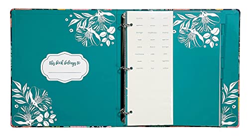 Steel Mill & Co 3 Ring Recipe Binder For 8.5"X11" Printed Recipes/Full Size Papers, Recipe Organizer Includes Tab Dividers With Labels, Clear Protective Sleeves, And Blank Recipe Pages, Garden Blooms #TOP2
