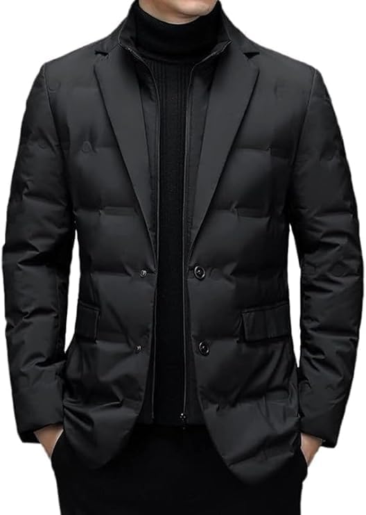 El Mejor Listado de Chaquetas y abrigos para comprar online. 48 Cortavientos de Moda para Hombre,Chaqueta Acolchada con Cuello de Traje para Hombre,Chaqueta Térmica de Invierno para Negocios, Abrigos de Plumas